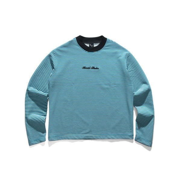  BASIC STRIPED LONGSLEEVE TSHIRT - BLUE 
