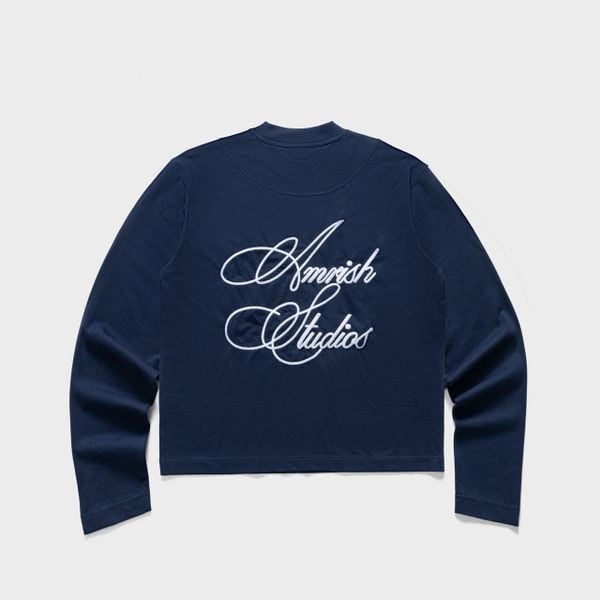  CHAIN STITCH EMBROIDERY LONGSLEEVE TSHIRT  - NAVY 