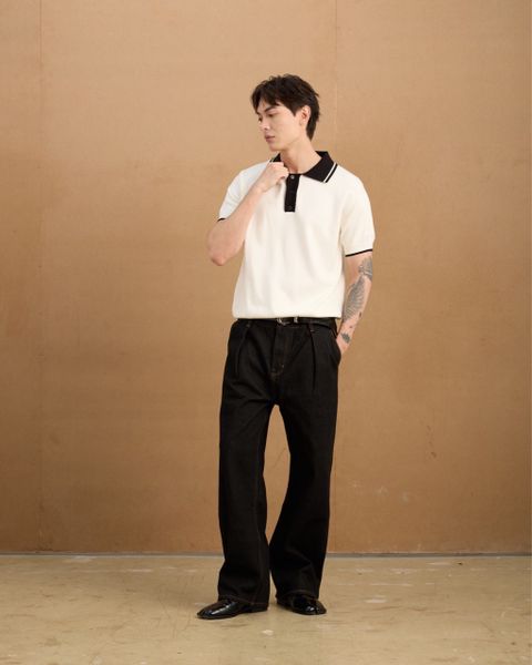  AS WOOL KNIT POLO SHIRT - PANDA 