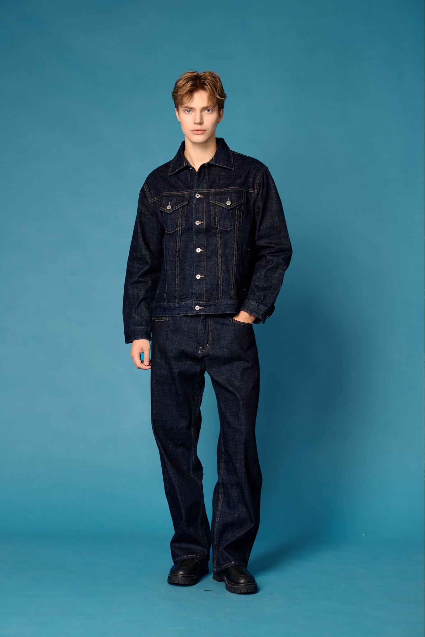  STRAIGHT SELVEDGE DENIM JEANS - RAW BLUE 