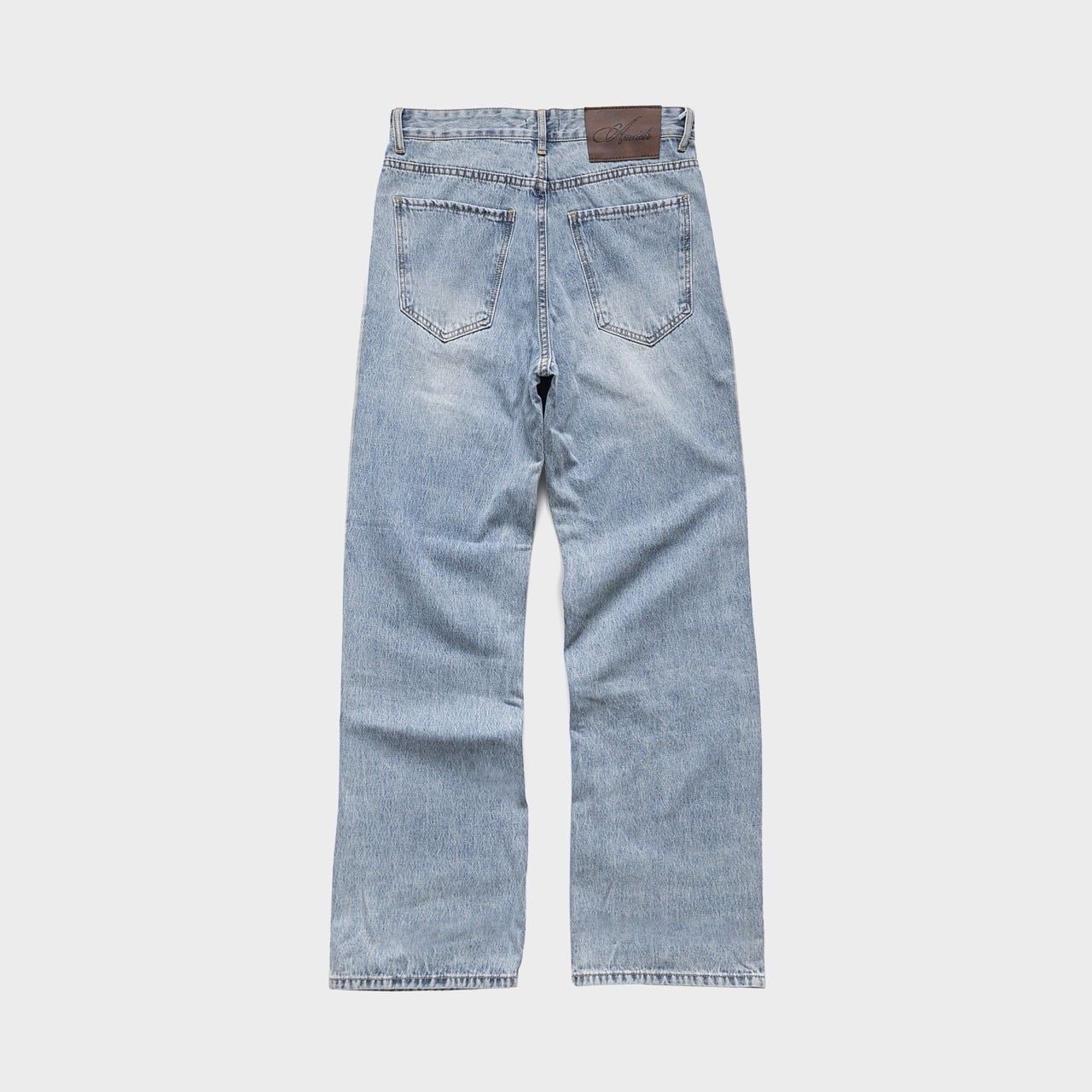  STRAIGHT BUTTON DENIM JEANS - AQUA BLUE 