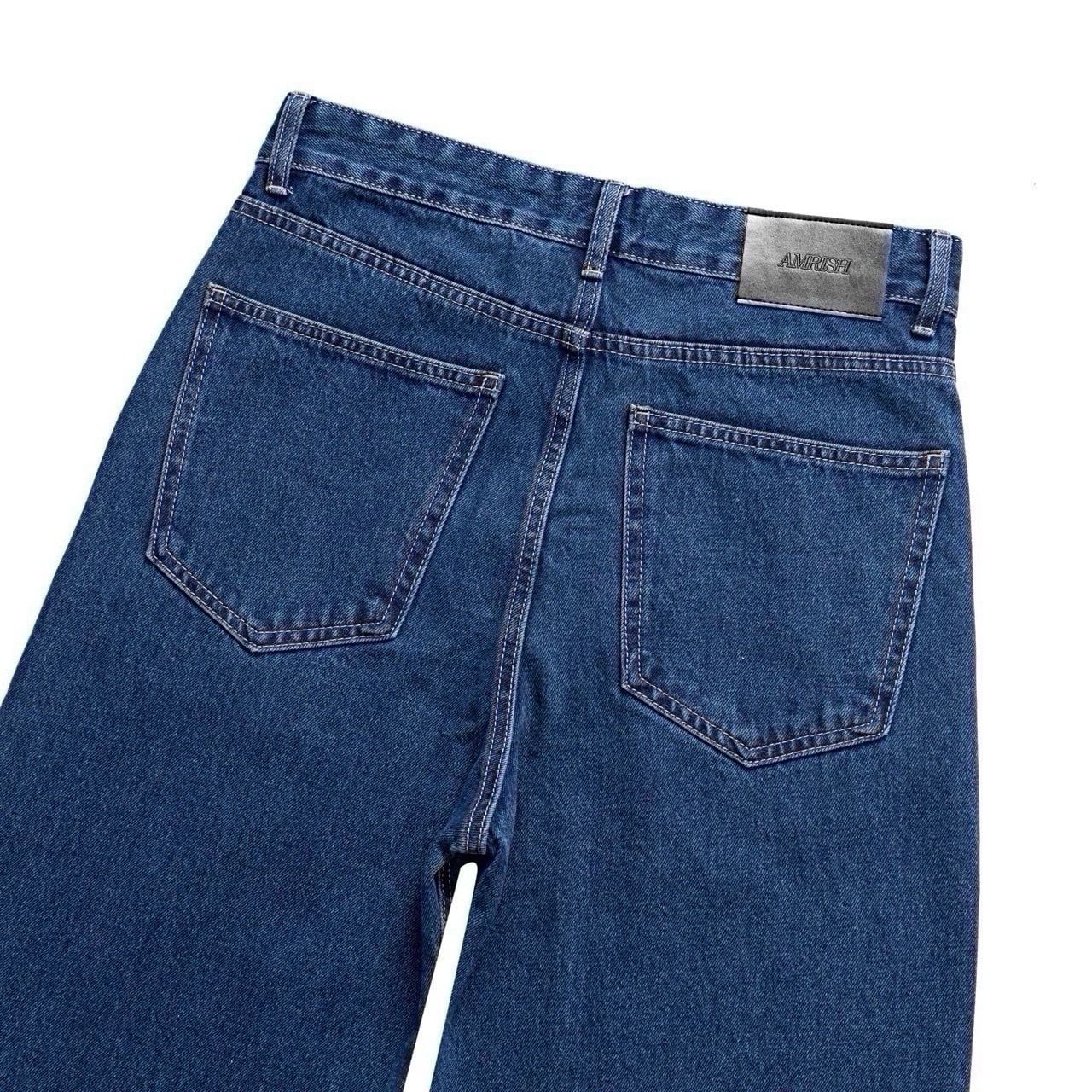  PLEATED WIDE LEG DENIM JEANS - DUSTY BLUE 