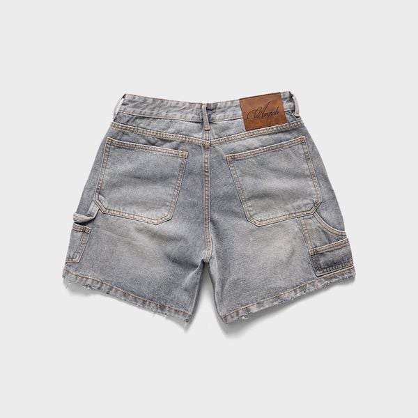  Carpenter Wide Leg Denim Shorts - Moss Grey 