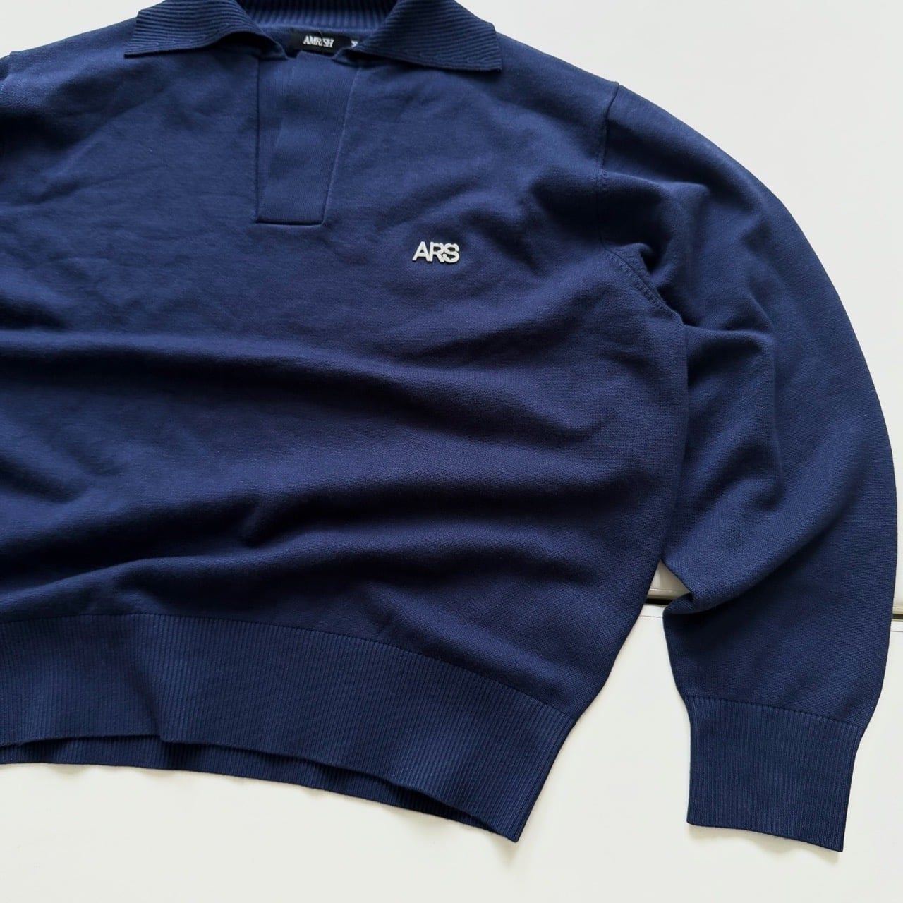  METAL LOGO KNIT POLO SHIRT - NAVY 