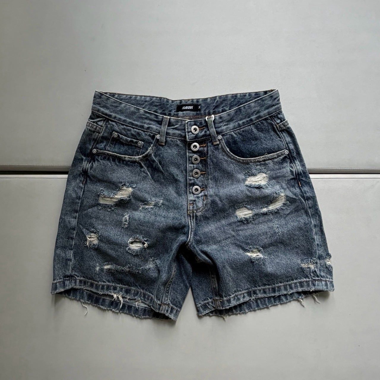  BUTTON WIDE LEG DENIM SHORTS - DYNAMIC BLUE 