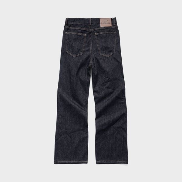  Pleated Straight Denim Jeans - Raw Black 