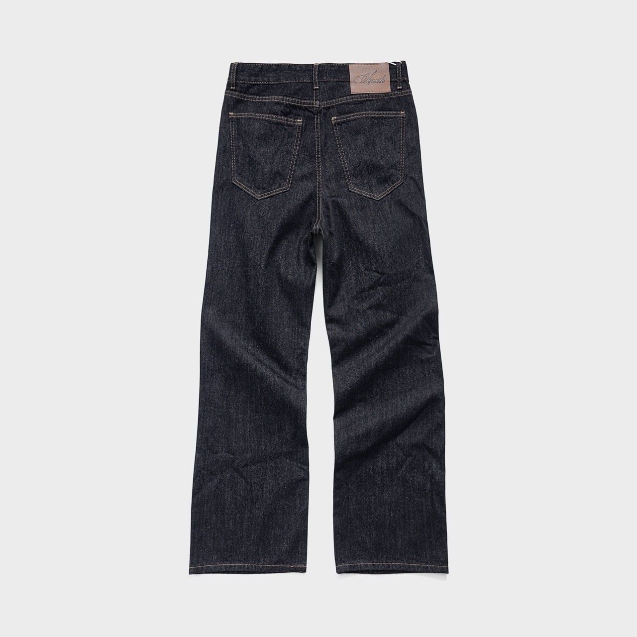  Pleated Straight Denim Jeans - Raw Black 