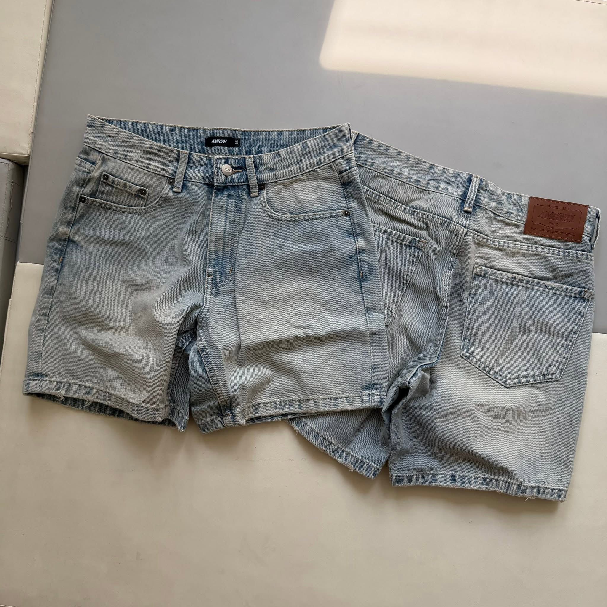  Wide Leg Denim Shorts - Retro Blue 