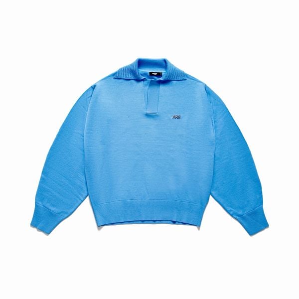  METAL LOGO KNIT POLO SHIRT - BLUE 