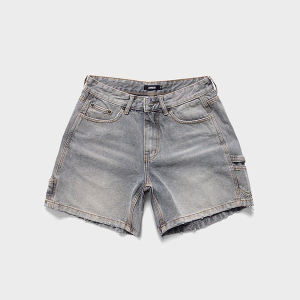  Carpenter Wide Leg Denim Shorts - Moss Grey 