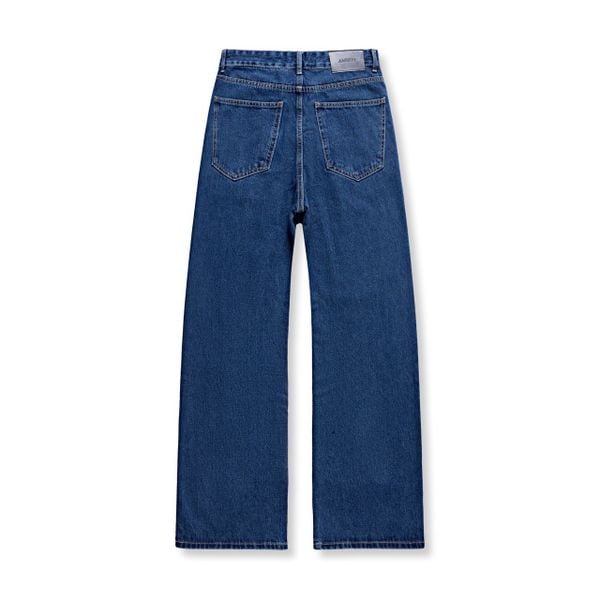  PLEATED WIDE LEG DENIM JEANS - DUSTY BLUE 