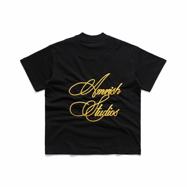  CHAIN STITCH EMBROIDERY TSHIRT  - BLACK 