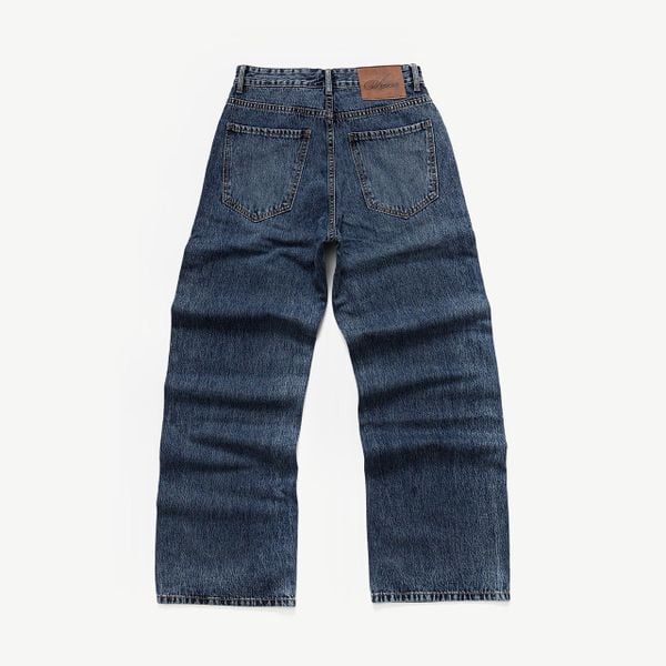  STRAIGHT BUTTON DENIM JEANS - CHARCOAL BLUE 