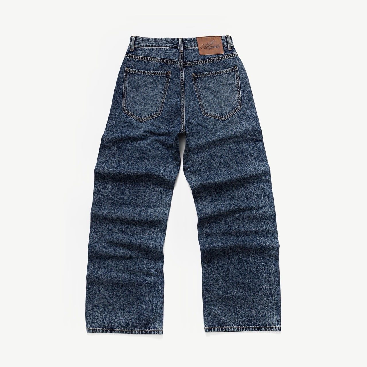  STRAIGHT BUTTON DENIM JEANS - CHARCOAL BLUE 