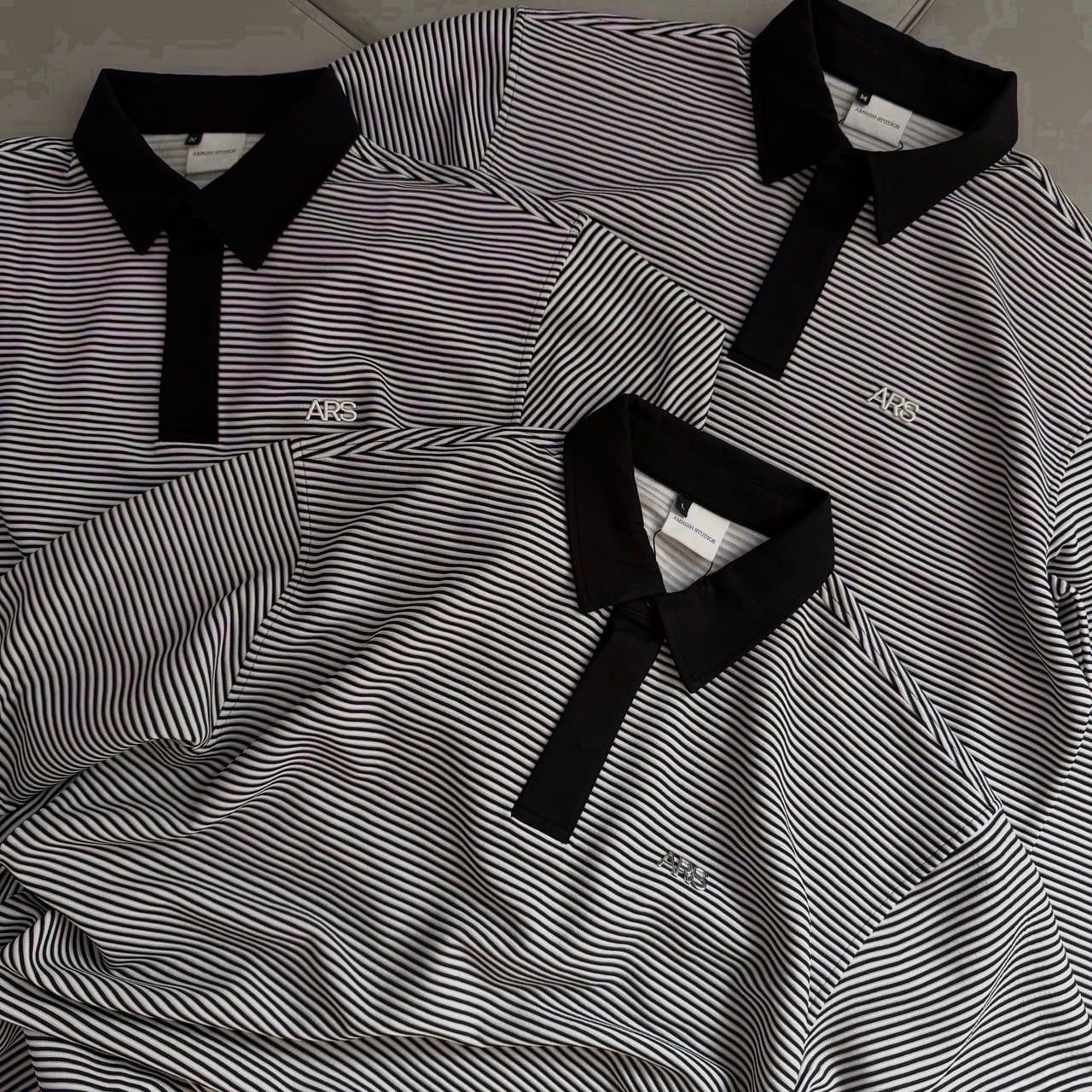  METAL RIBBED POLO SHIRT - BLACK/WHITE 