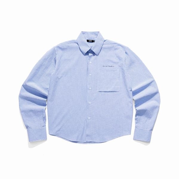  LINEN STRIPED SHIRT - BLUE 