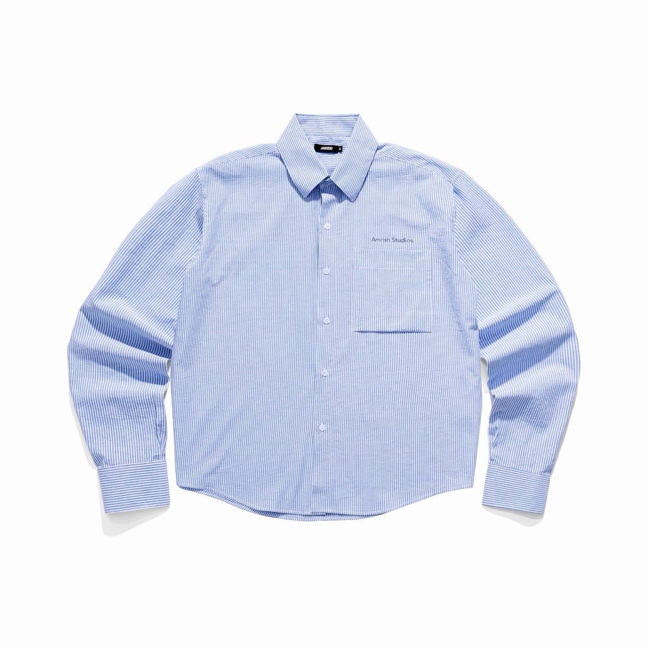  LINEN STRIPED SHIRT - BLUE 