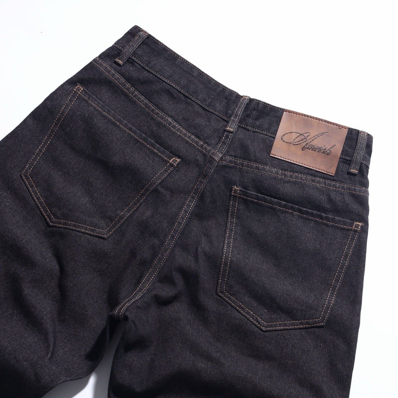  STRAIGHT BUTTON DENIM JEANS - RAW BLACK 