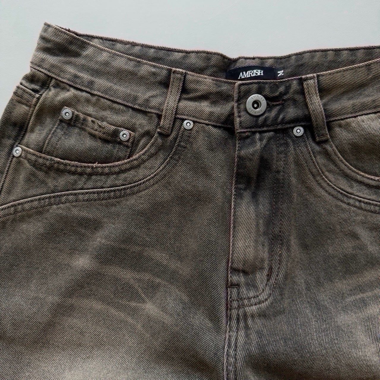  PANEL WIDE LEG DENIM SHORTS - SAND 