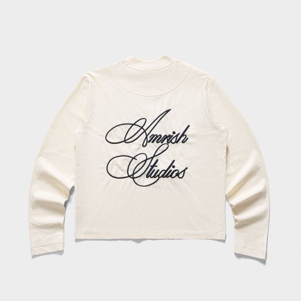  CHAIN STITCH EMBROIDERY LONGSLEEVE TSHIRT  - CREAM 