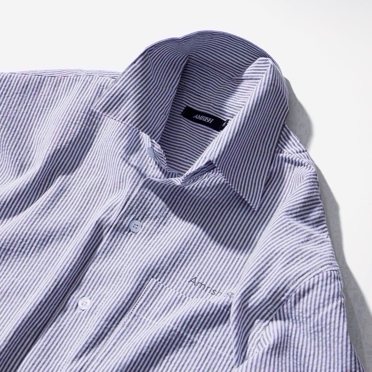  LINEN STRIPED SHIRT - GREY 