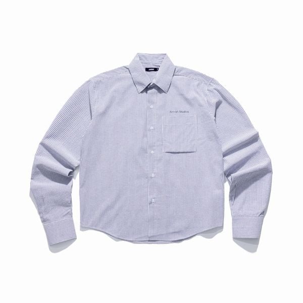  LINEN STRIPED SHIRT - GREY 