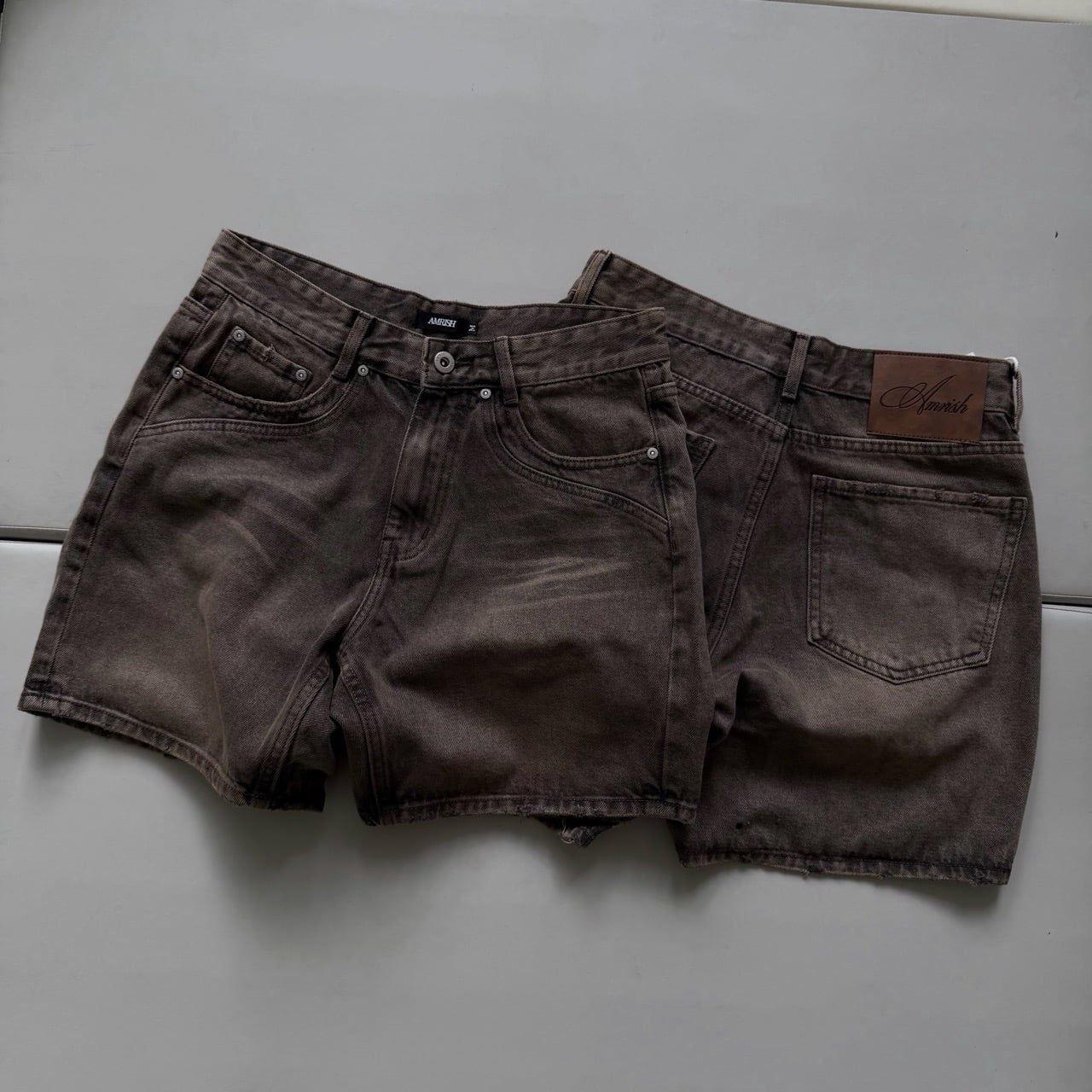  PANEL WIDE LEG DENIM SHORTS - SAND 
