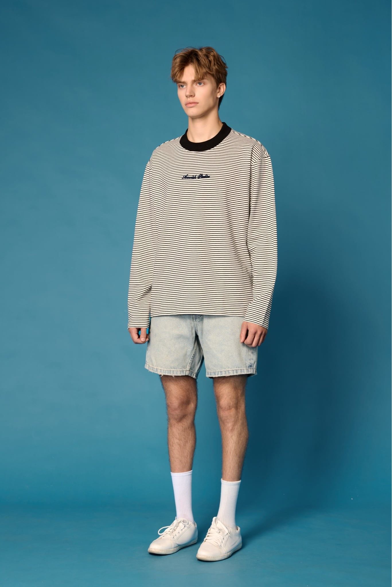  BASIC STRIPED LONGSLEEVE TSHIRT - WHITE 