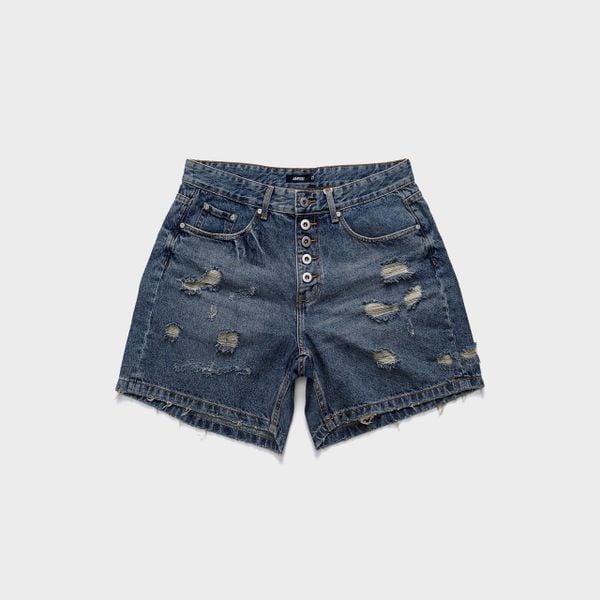  BUTTON WIDE LEG DENIM SHORTS - DYNAMIC BLUE 