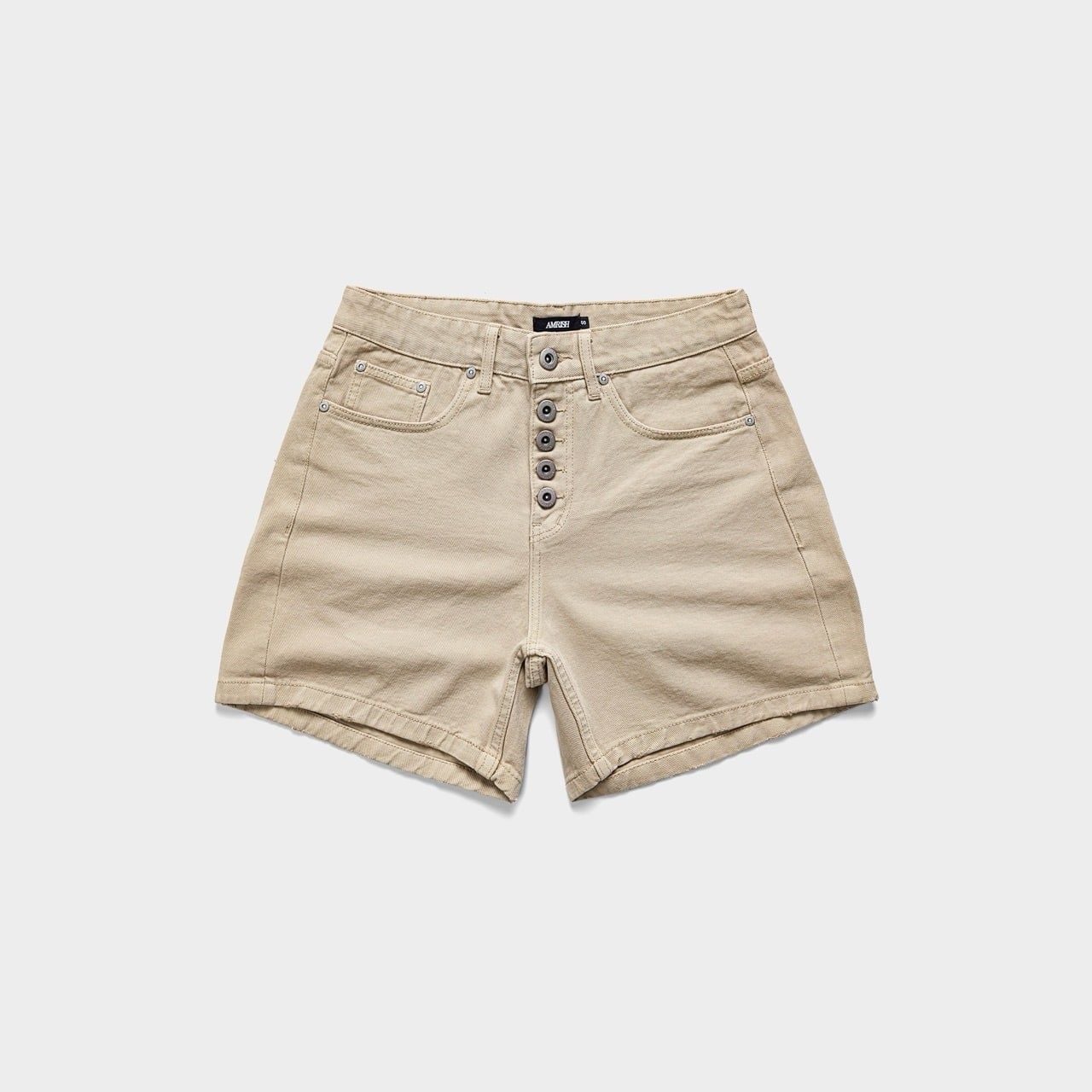  WIDE LEG BUTTON DENIM SHORTS - NUDE 