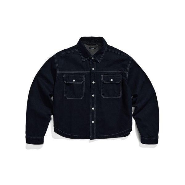 REGULAR DENIM SS SHIRT - DARK BLUE 