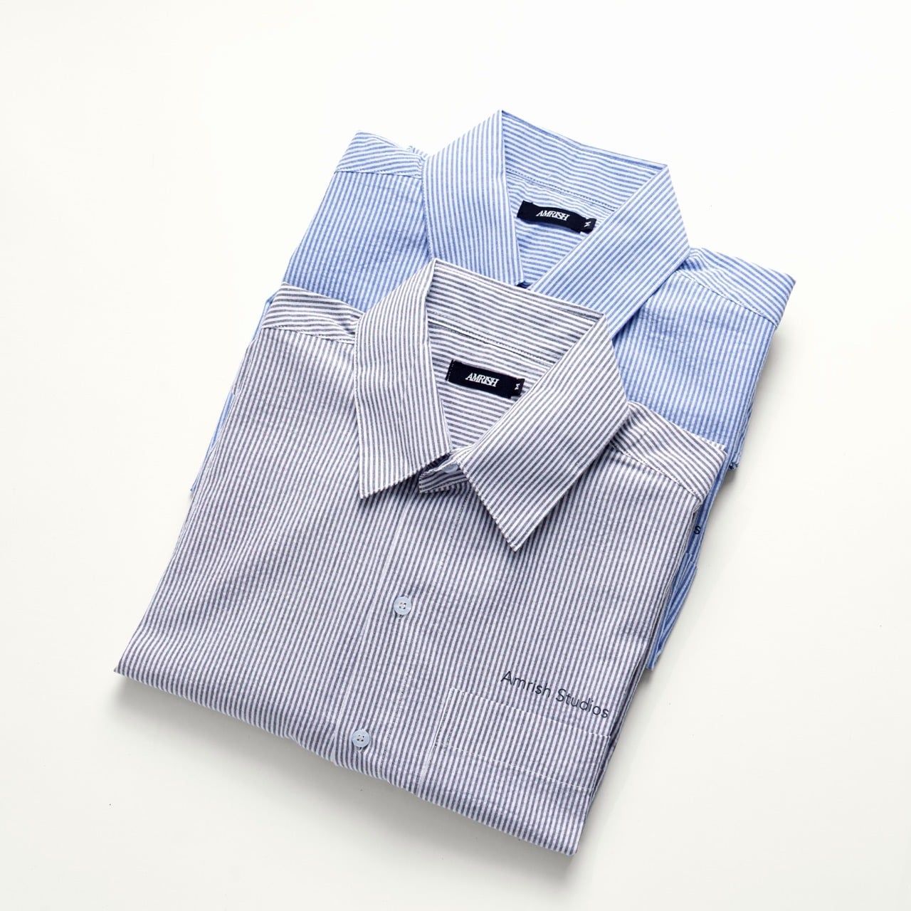  LINEN STRIPED SHIRT - GREY 