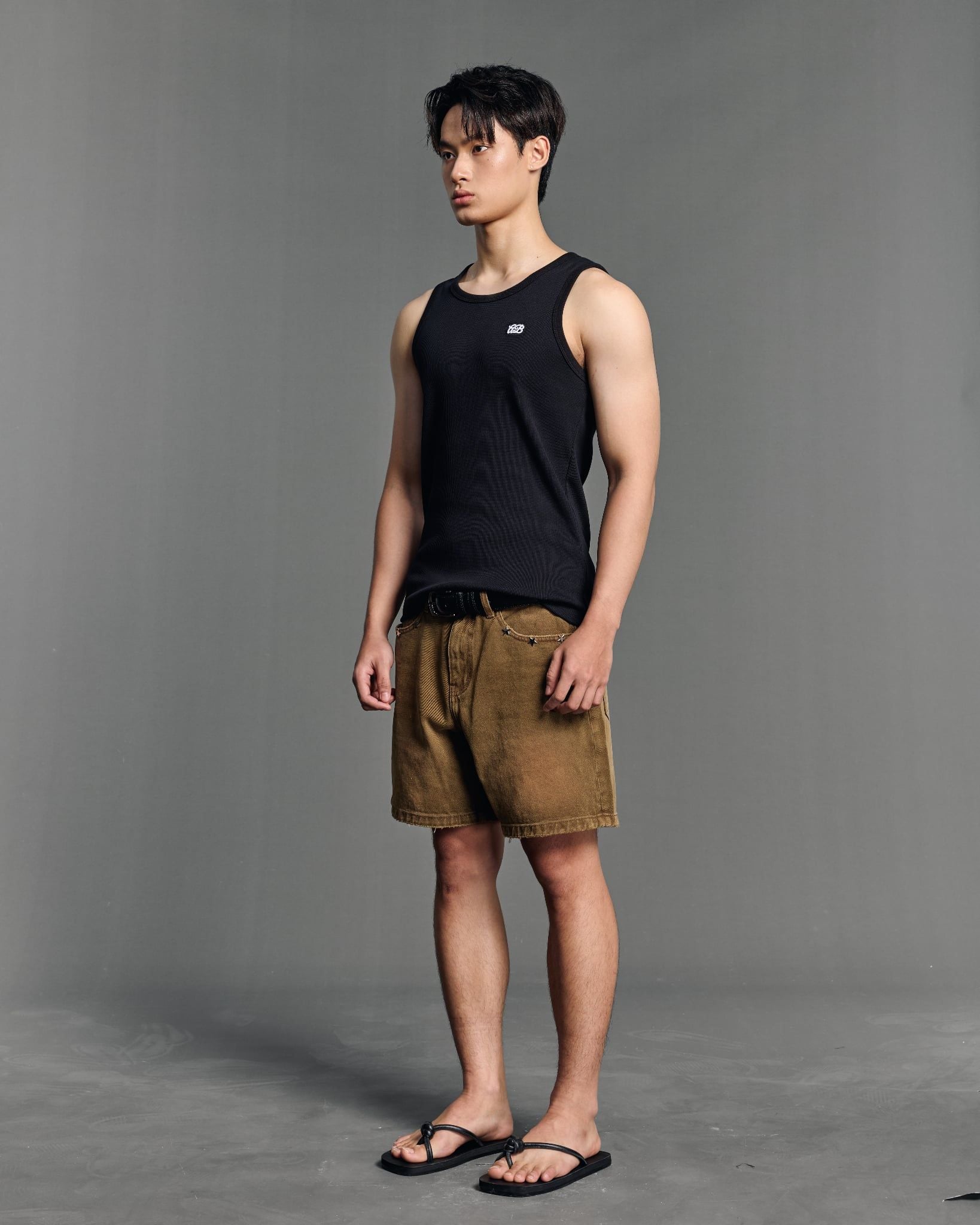  STAR WIDE LEG DENIM SHORTS - BROWN 