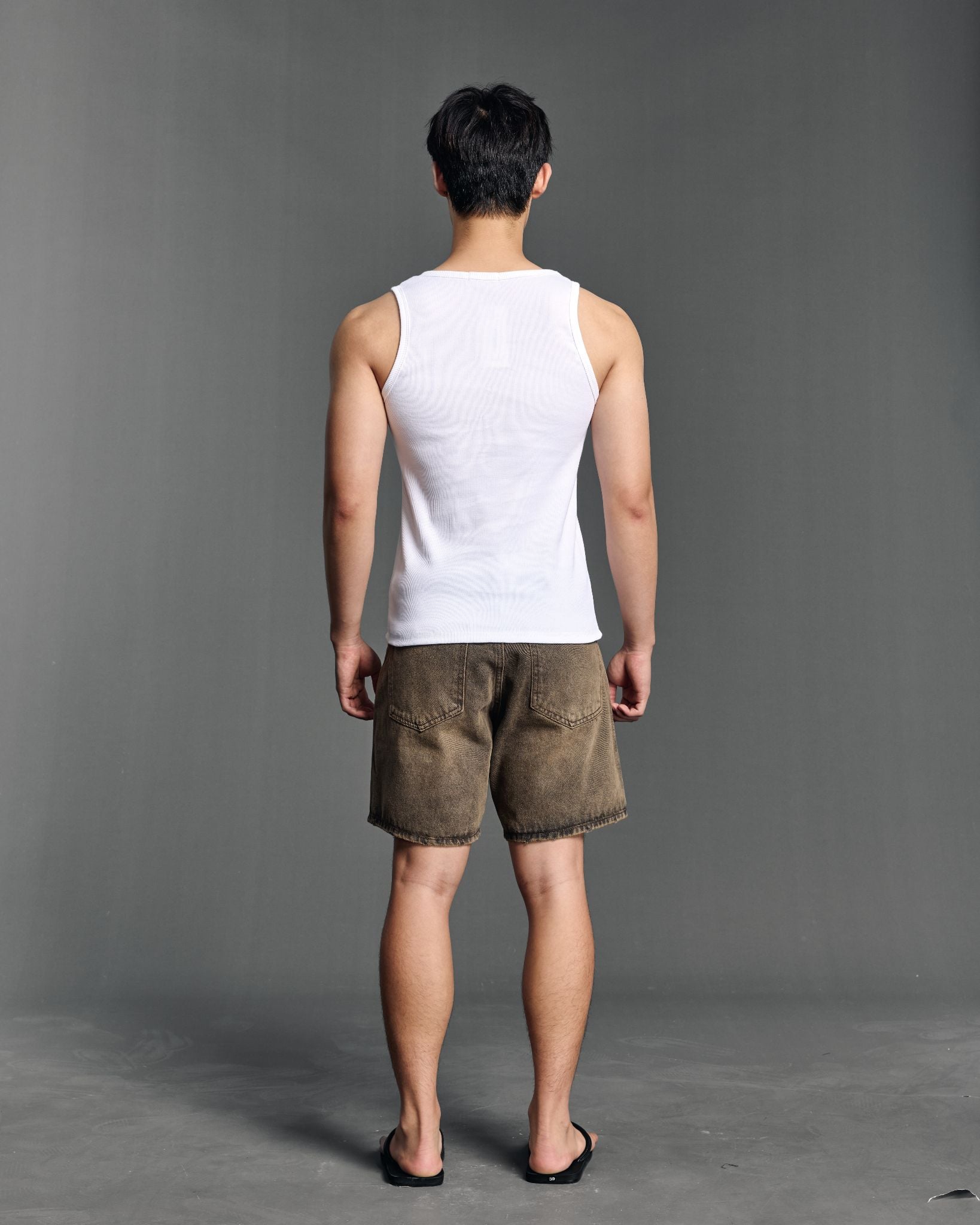  PANEL WIDE LEG DENIM SHORTS - SAND 