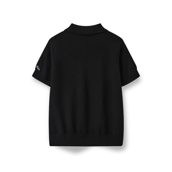  AS WOOL KNIT POLO SHIRT - BLACK 