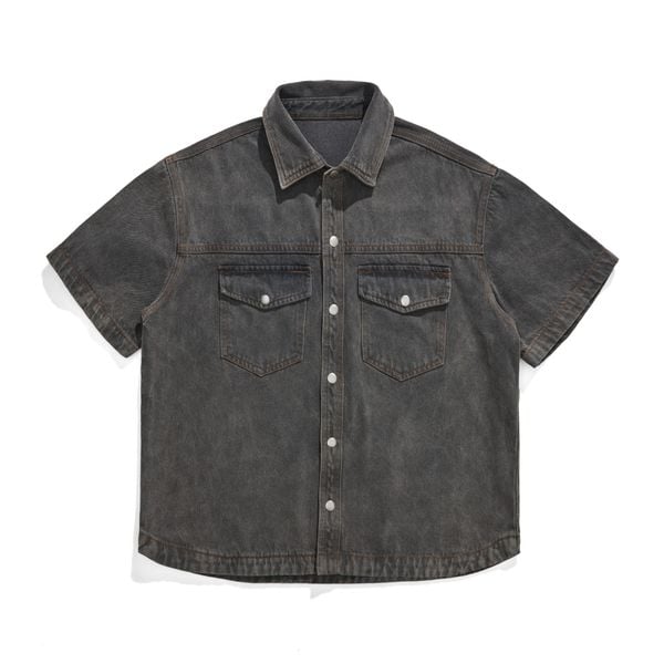  TRUCKER DENIM SS SHIRT - GREY 