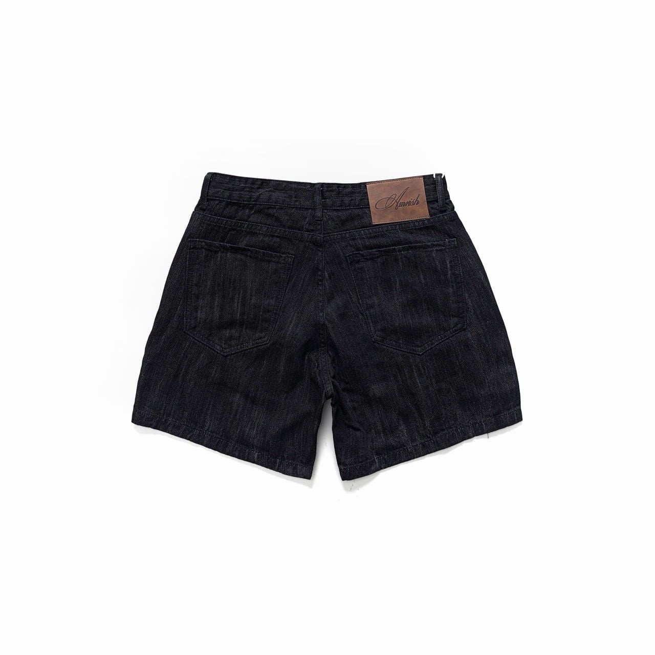 WIDE LEG DENIM BUTTON SHORTS - SCRATCH BLACK 