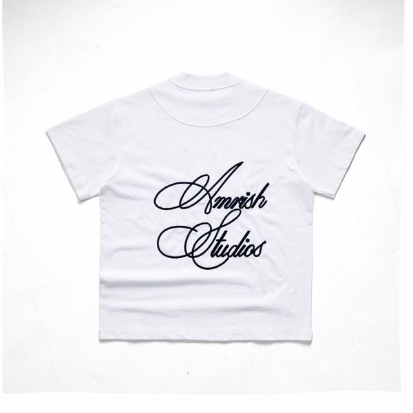  CHAIN STITCH EMBROIDERY TSHIRT  - WHITE 