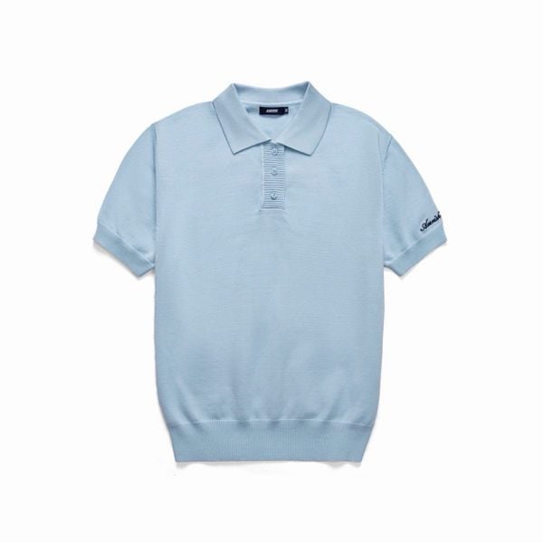  AS WOOL KNIT POLO SHIRT - BABY BLUE 