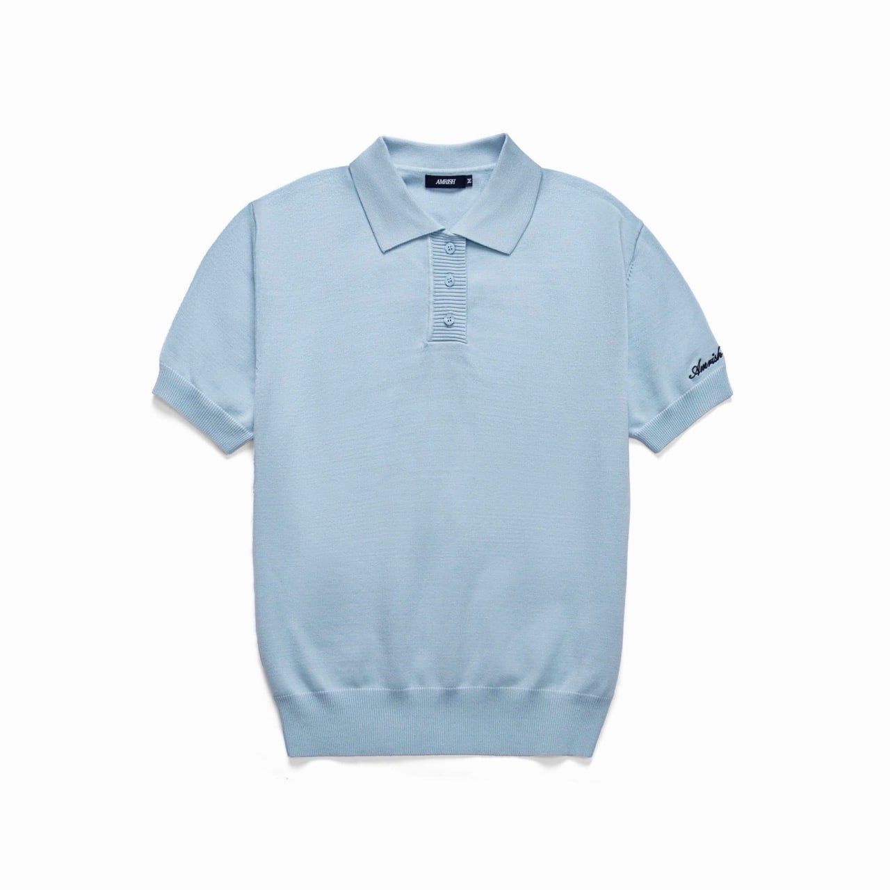  AS WOOL KNIT POLO SHIRT - BABY BLUE 