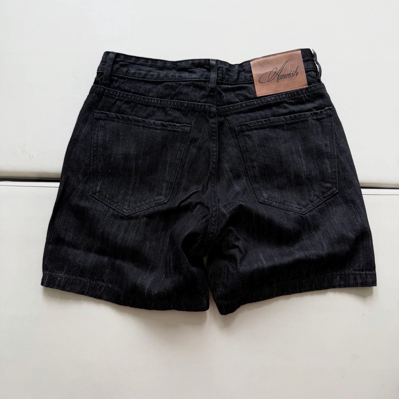  WIDE LEG DENIM BUTTON SHORTS - SCRATCH BLACK 