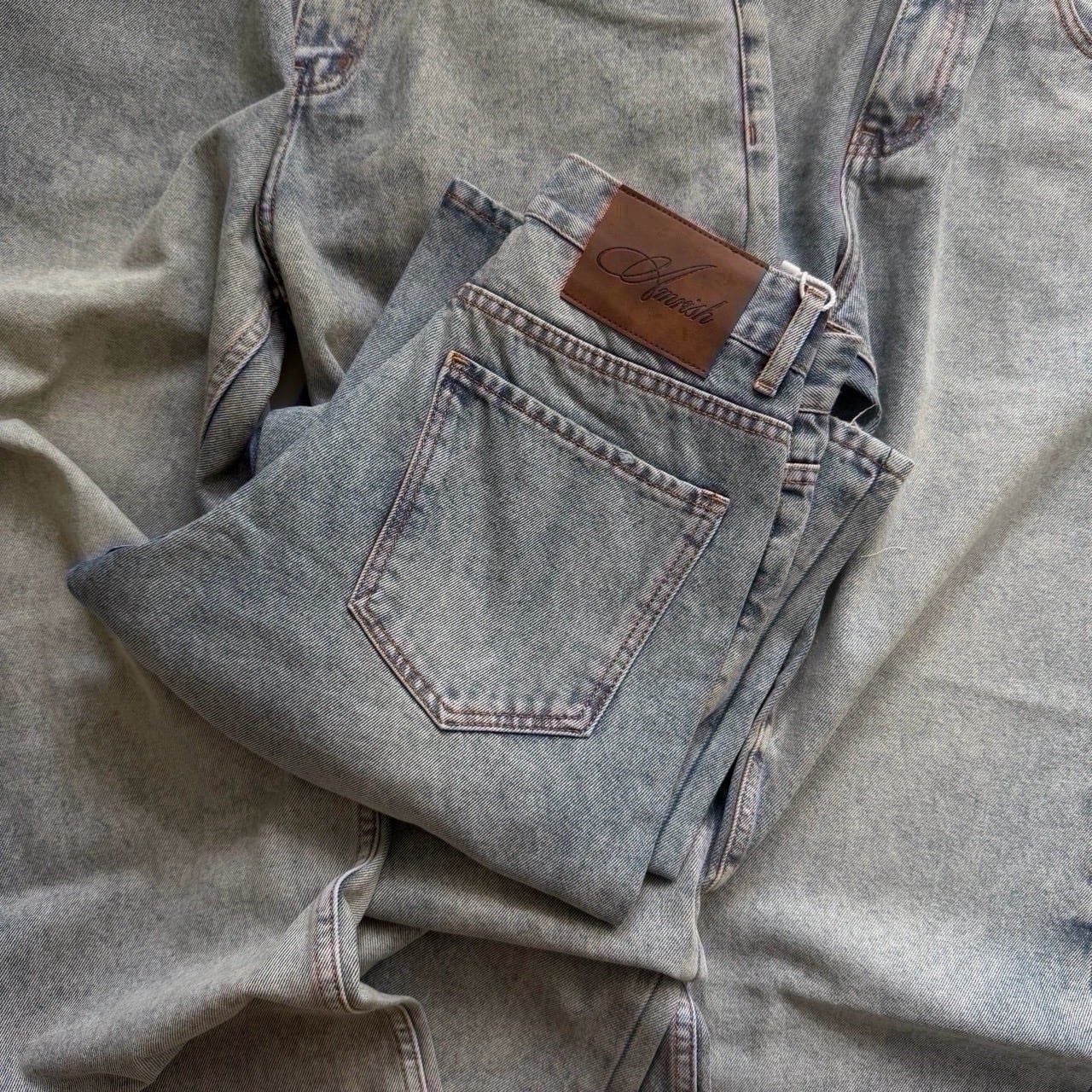  STRAIGHT BUTTON DENIM JEANS - AQUA BLUE 
