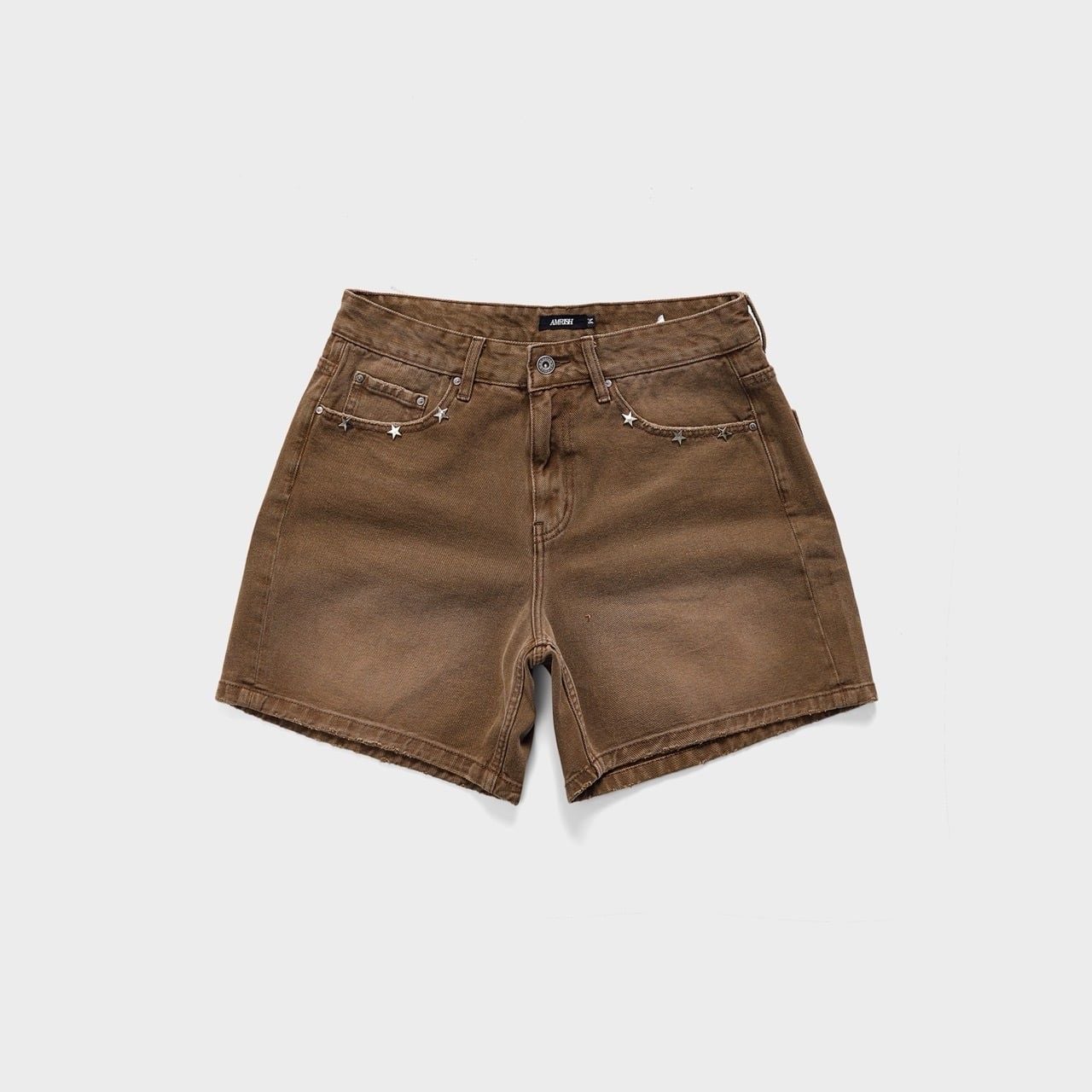  STAR WIDE LEG DENIM SHORTS - BROWN 