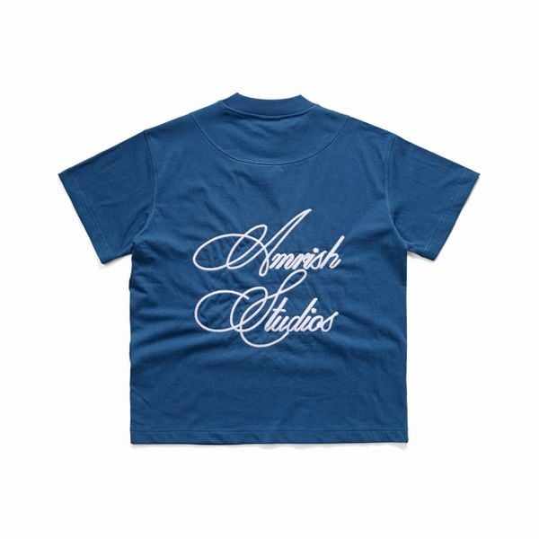  CHAIN STITCH EMBROIDERY TSHIRT  - BLUE 