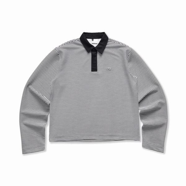  METAL RIBBED POLO SHIRT - BLACK/WHITE 