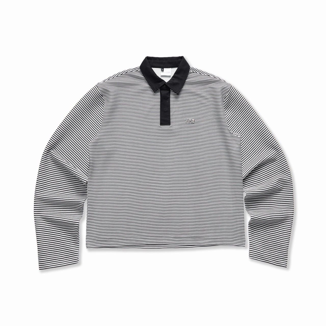  METAL RIBBED POLO SHIRT - BLACK/WHITE 