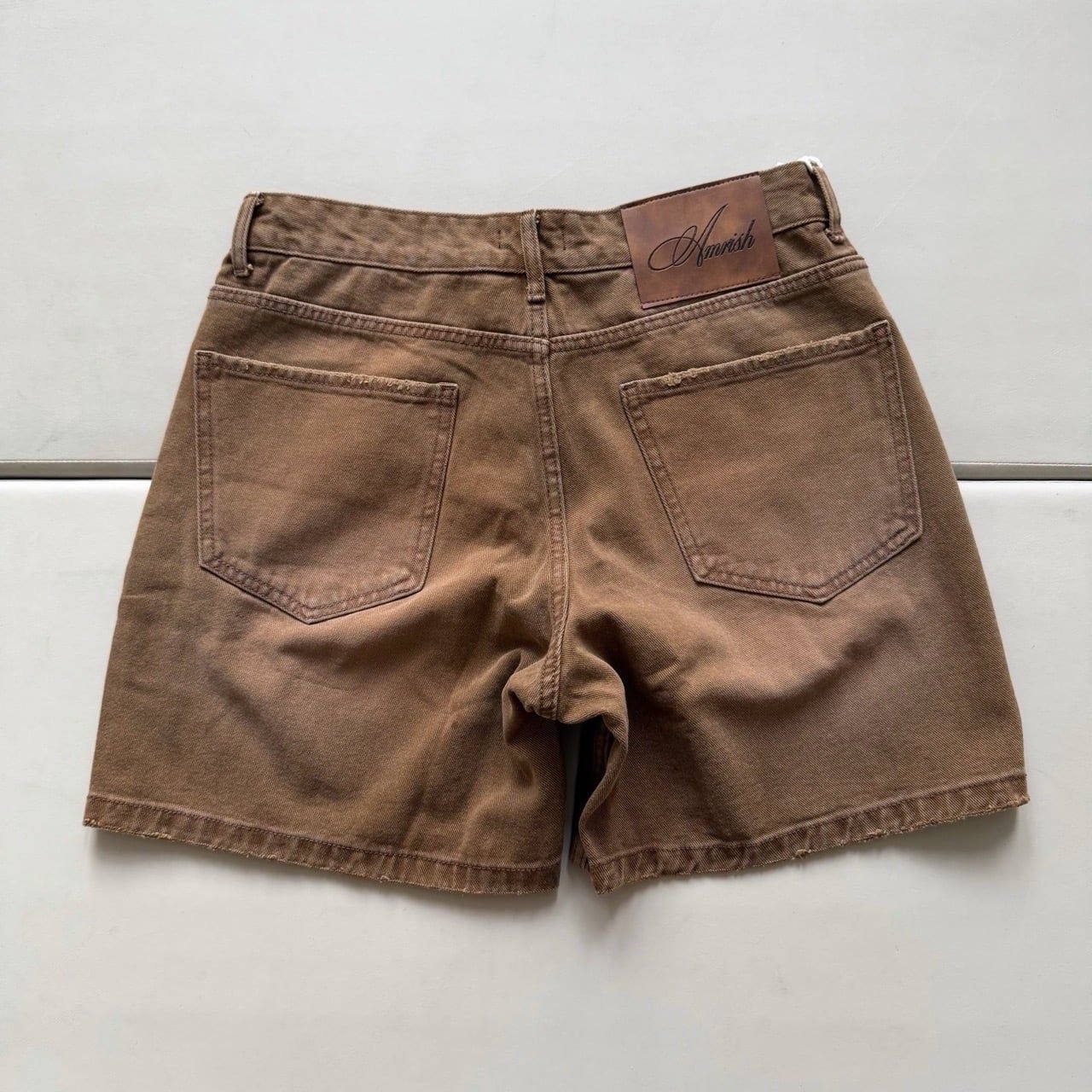  STAR WIDE LEG DENIM SHORTS - BROWN 