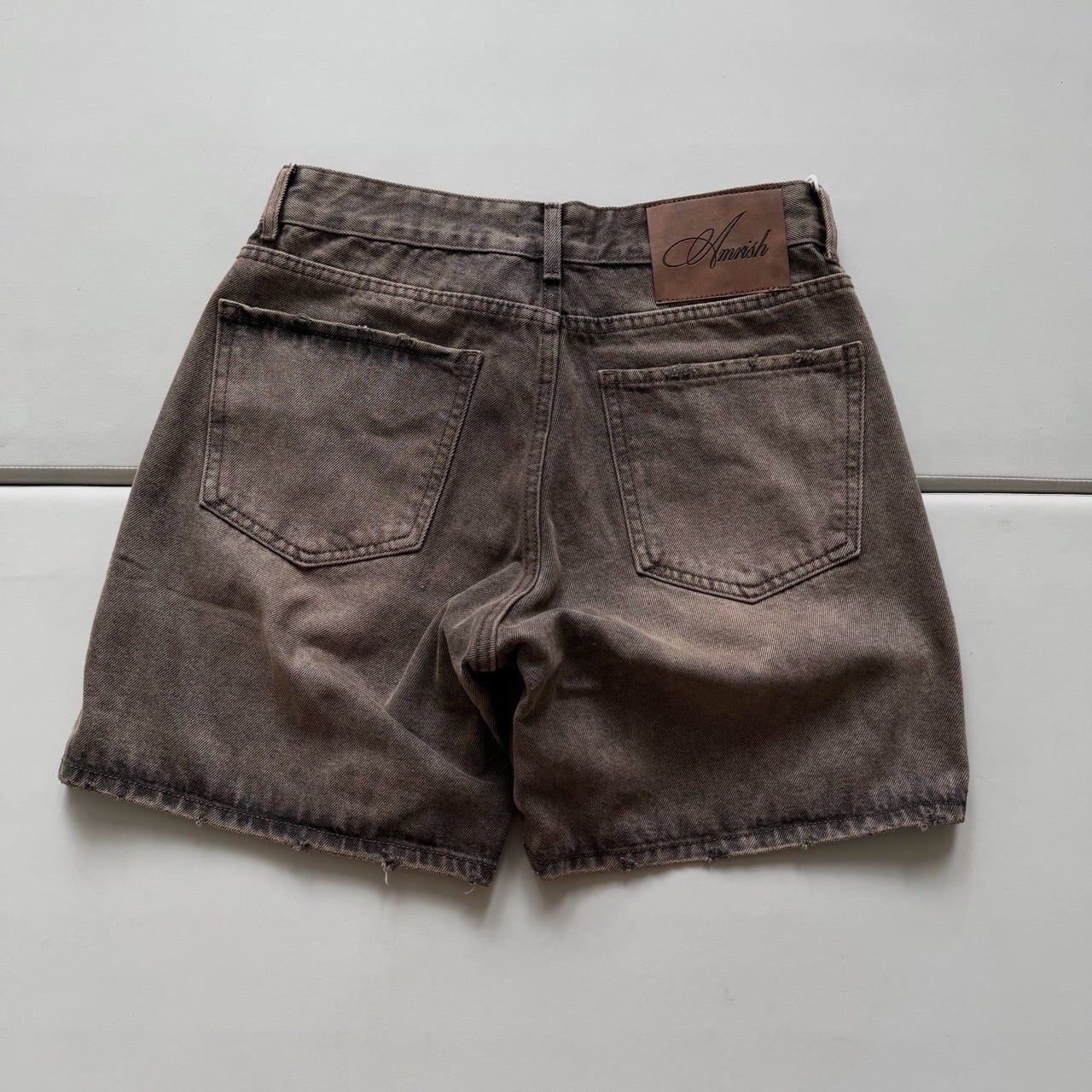  PANEL WIDE LEG DENIM SHORTS - SAND 