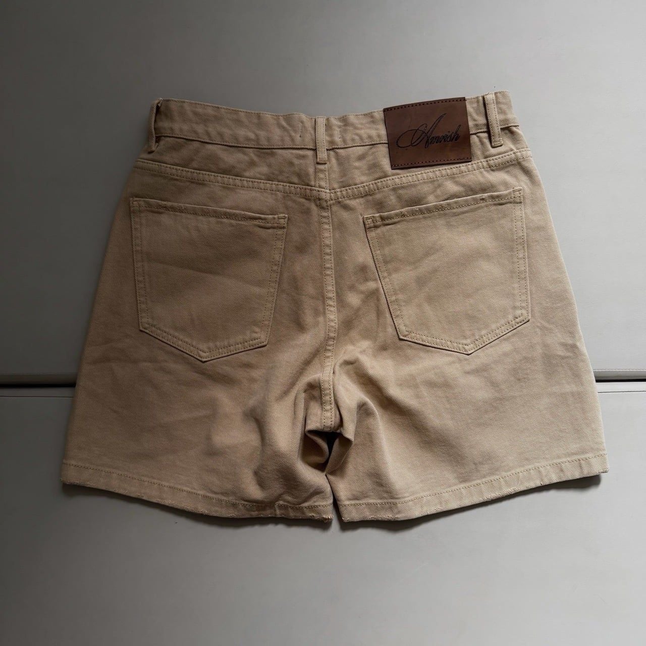  WIDE LEG BUTTON DENIM SHORTS - NUDE 