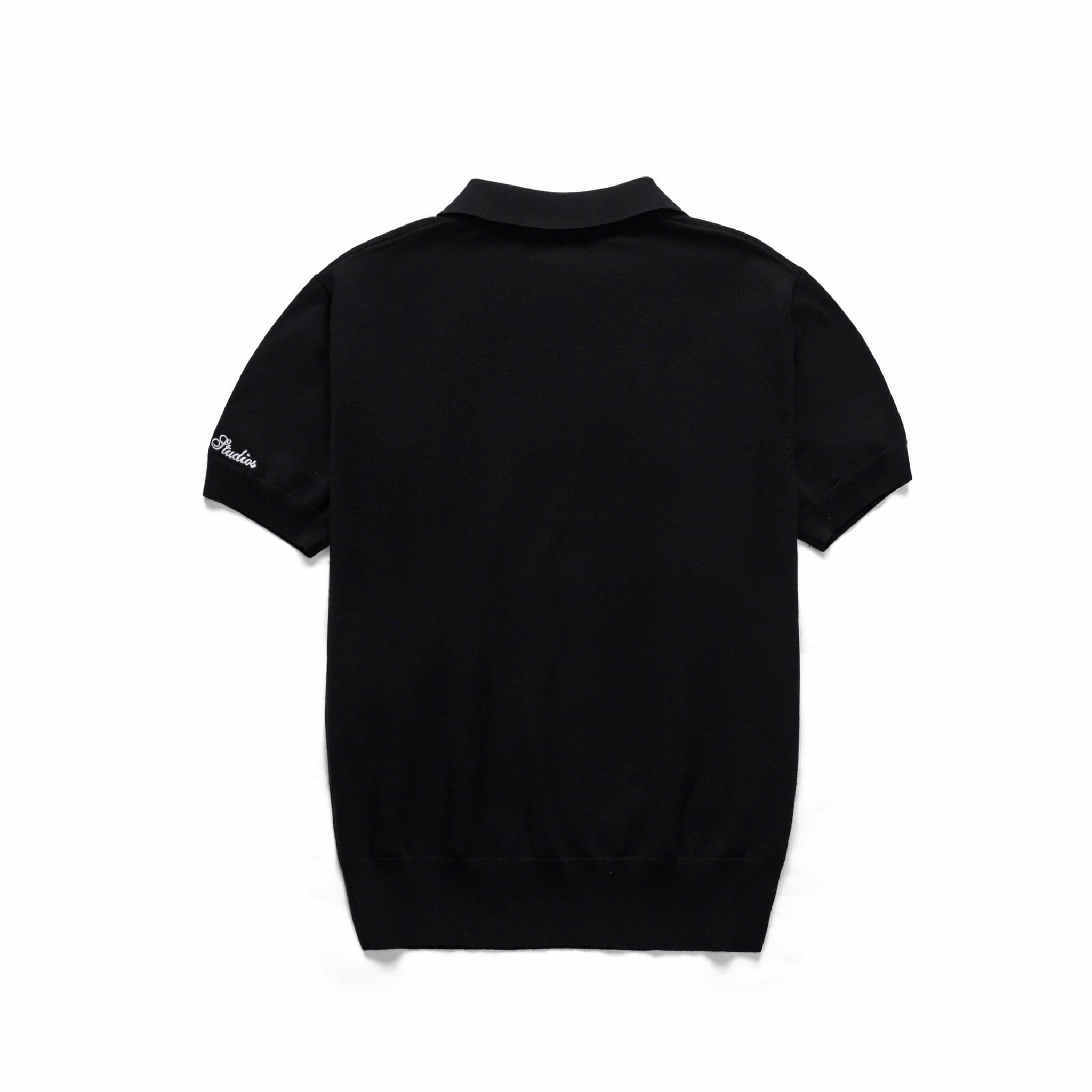  AS WOOL KNIT POLO SHIRT - BLACK 